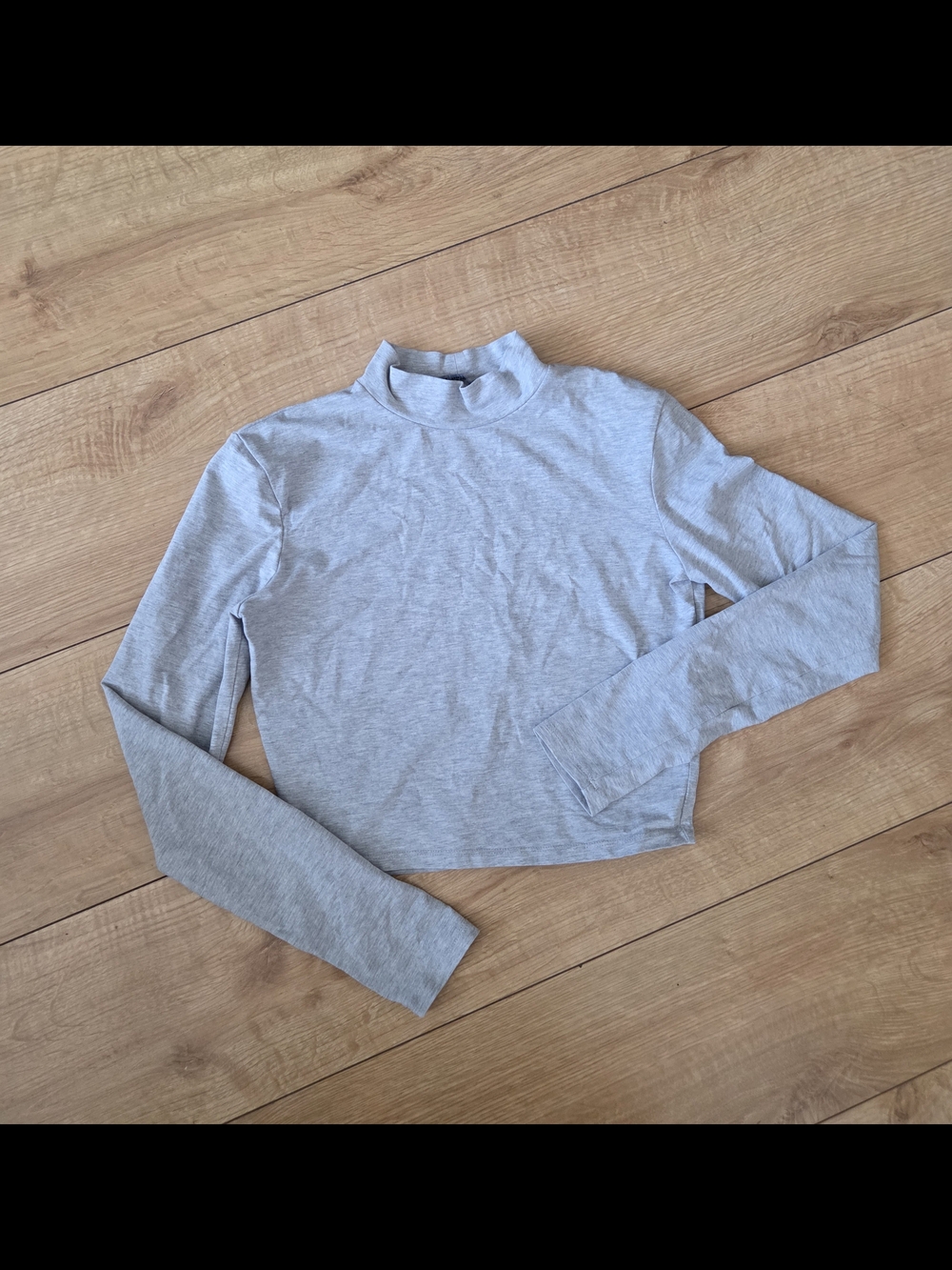 Zara Heather Gray Mock Neck Crop Top Size S